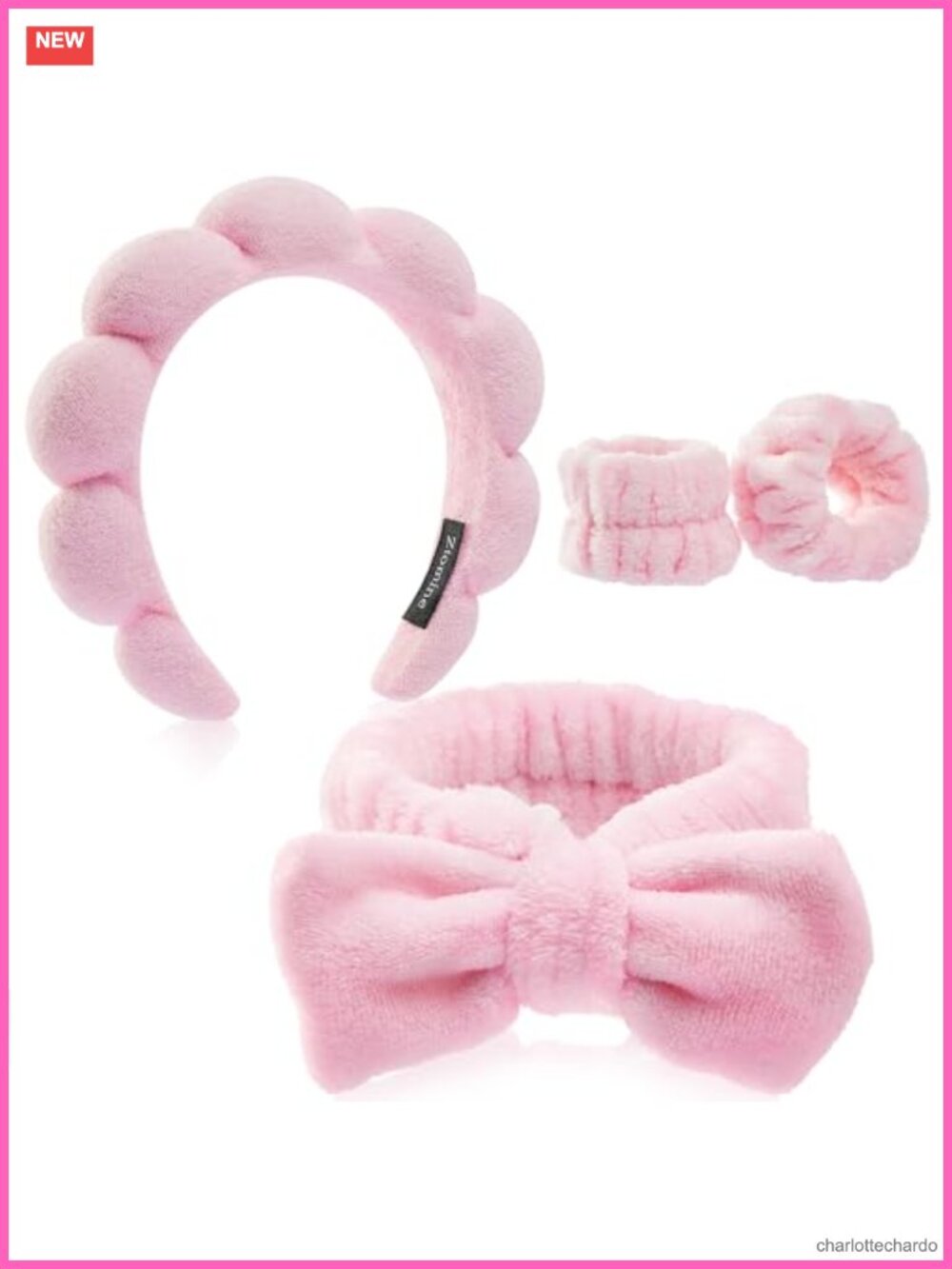 Spa Headband and Wristband Set for Women - Face Wash Makeup Skincare